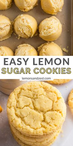 lemon sugar cookies in a baking pan with the words 30 minute lemon sugar cookies on top