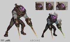 the concept art for arcane's character creation, which is based on an alien creature