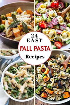 A collection of 24 easy fall pasta recipes, including rigatoni with arugula, tortellini salad with salami, and farfalle with roasted veggies. Perfect for autumn gatherings and comforting fall dinners. Fall Pasta Dinner, Halloween Pasta Salad, Fall Pasta Recipes, Pasta Buffet, Autumn Pasta Recipes