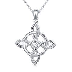 PRICES MAY VARY. Four corner knot celtic design! A symbol of strength and protection. Celtic knots are complete loops that have no start or finish and could be said to represent eternity, means loyalty, faith, friendship or love. Only one thread is used in each design which symbolizes how life and eternity. Pendant width: 0.94 inch; 1.5 mm Chain length: 18+2 inches, lobster clasp; Total weight: about 5.56 g. Material: 925 sterling silver, tarnish resistant, nickel-free, lead-free, cadmium-free; Witches Knot, Witch Pendant, Celtic Knot Jewelry, Celtic Knot Pendant, Celtic Pendant, Celtic Knot Ring, Jewelry Knots, Celtic Design, Symbol Of Strength