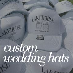 Looking for custom hats for your wedding, bachelorette, a party you are having? These make such a great favor and everyone LOVES them! Please message me to discuss design options before you purchase! From there I will send you a custom listing with your curated price.  These trucker has are a unisex fit! The design can be DTF printed or embroidered!  The hat options include foam trucker hats or canvas baseball caps (canvas ball caps can only be embroidered)  I do not accept returns or exchanges! I am not responsible for missing/stolen packages please contact your local post office. If your item comes damaged please message me!  If you need to rush your order please message me to make sure I am able to fulfill the order in the desired timeframe. You are responsible to update your shipping m Wedding Reception Trucker Hats, Wedding Trucker Hats For Guests, Bach Gift, Wedding Hats For Guests, Bachelorette Party Hat, Bachelorette Hats, Lake House Wedding, 20 Wedding Anniversary, Dance Floor Wedding