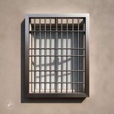 a window with bars on the side of it