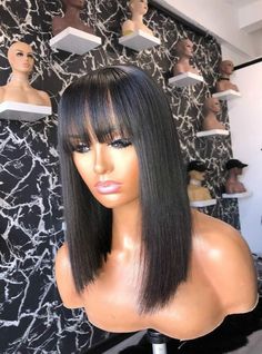 Hd Lace Frontal, Bangs Short, 100 Human Hair Wigs, Wig With Bangs, Straight Human Hair, Bob Wig, Hair Texture, Frontal Wig, Human Hair Wig