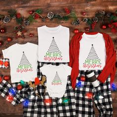 These matching Christmas t-shirts are a must have for your family holiday this year. These adorable shirts come in two colors black and white and multiple sizes for any size family. We use high quality, soft flex vinyl which not only creates a sharp, vivid graphic but will never look "faded" or “washed out” like some inks commonly do. Processing time is 2-4 days, delivery will depend on your choice at checkout First Class Mail 5-7 days, Priority Mail 2-4 days & Priority Express is 1-2 days. (T-S Merry Christmas Family, Family Matching Shirts, Santa Photos, Colors Black And White, White Onesie, Christmas T Shirts, Christmas Family, Family Holiday, Vinyl Colors