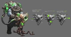 the concept art for an upcoming video game, warhammerer is shown in green and black