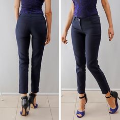 Stretch jeans line pants Material: cotton and polyester Fabric: cotton-60%polyester-36%lycra-4% Details - a belt with loops and a button - a zipper - jeans front pockets - pockets on the back - yoke on the back - slits down on the hem SIZES: Tops and Bottoms Size XS                                                                                                  bust- around 34" / 84 cm  waist- around 24''/ 62 cm hips- around 34''/ 86 cm Size S bust- around 35''/ 88 cm waist- around 26''/ 66 cm h Slim Fit Bottoms With Pockets, Fitted Jeans With Pockets, Ankle-length, Fitted Jeans With Pockets And Ankle-length, Fitted Ankle-length Jeans With Pockets, Fitted Ankle-length Jeans, Slim Fit Ankle-length Jeans For Workwear, Slim Fit Mid-rise Pants With Pockets, Mid-rise Slim Fit Pants With Pockets, Elegant Straight Leg Jeans With Pockets