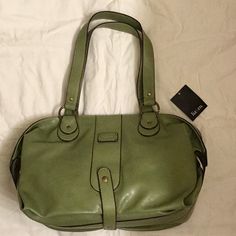 New Purse; Never Used With Tag; Trimmed In Gold Stitching With Gold-Tone Hardware. Clean Inside And Outside; No Odor. Excellent Condition. Classic Green Satchel With Handles, Classic Green Shoulder Bag For Errands, Casual Green Satchel With Detachable Handle, Elegant Green Satchel Hobo Bag, Classic Green Bags For Spring, Classic Green Bag For Spring, Green Satchel With Handles For Spring, Spring Green Satchel With Handles, Classic Green Satchel For Shopping