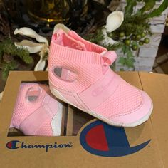 Champion Infant Rally Sneakers. Pink High-top Sneakers For Running With Round Toe, Pink High-top Running Sneakers With Round Toe, Pink High-top Slip-on Sporty Sneakers, Sporty Pink High-top Slip-on Sneakers, Pink High-top Running Sneakers With Rubber Sole, Sporty Pink Slip-on Sneakers For Streetwear, Sporty Non-slip High-top Slip-on Sneakers, Sporty High-top Non-slip Slip-on Sneakers, Pink Non-slip Low-top Slip-on Sneakers