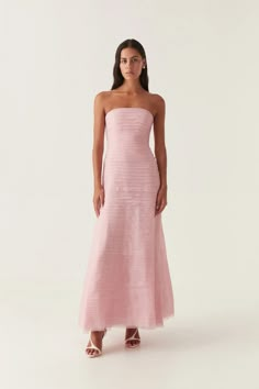 Soundscape Maxi Dress | Chalk Pink | Aje – Aje ROW Mini Classy Dresses, Wedding Guest Dress Long Sleeve Classy, Pink Pearl Dress, Fancy Dresses Classy, Pink Maxi Dresses, Wedding Guest Formal Dress, Formal Dress For Women, Pink Formal Dress, Formal Dresses Australia