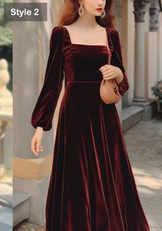 Chic Midi Velvet Dress With Puff Sleeves and Square Neckline Closed Back Bridesmaid or Evening Dress Customizable Personalizable - Etsy Velvet Dress Winter, Elegant Velvet Dress, Midi Velvet Dress, Formal Dress For Wedding, Long Sleeve Formal Dress, Formal Dress For Wedding Guest, Velvet Dresses Outfit, Sleeve Formal Dress, Dress For Wedding Guest