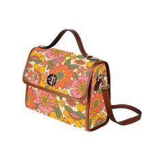 Women's Handbag, Retro Handbag, Women's Purse, Mod 60s, 70s Style bag, 70s Style purse, Floral Handbag, Floral Purse, 70s inspired,60s Style Custom handmade to order. Designed in California. Manufactured overseas. I designed this handbag to celebrate the 60s and 70s era with a cute mod floral pattern print. It comes with a removable shoulder straps as well. A great classic for your retro style outfit and goes with everything even in today's fashion! I hope you enjoy my design. Material: high-gra Vintage Satchel With Detachable Strap For On-the-go, Vintage Rectangular Satchel For On-the-go, Vintage Flap Shoulder Bag For Daily Use, Vintage Shoulder Flap Bag For Daily Use, Vintage Satchel Flap Bag For Daily Use, Vintage Square Shoulder Bag, Retro Brown Shoulder Bag For On-the-go, Vintage Satchel Flap Bag With Detachable Handle, Vintage Crossbody Flap Bag With Removable Pouch