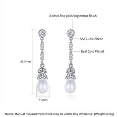 These elegant long drop earrings bring an added touch of elegance and sophistication to any ensemble. This one of a kind, ultra-sparkling, timeless piece is sure to turn heads. They are secured with a push-back post. - Stone Material: Cubic Zirconias.- Stone Shape: Round.- Metal: Copper.- Plating: White Gold Plated.- Size: Aprox. 4 cm Long.- Closure: Push Back Post.Ships in a Balara Gift Pouch.Available in Silver SKU# E2083 Teen Earrings, Wedding Earrings Studs, Dainty Choker Necklace, Wedding Studs, Copper Plating, Dainty Choker, Long Drop Earrings, Stone Material, Pearl Wedding