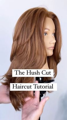 Diy Round Layers Haircut, The Hush Cut, Diy Layers Long Hair, Step Haircut For Medium Hair, Deep U Cut Haircut, Deep U Haircut, Hush Cut Tutorial, Hush Cut Hair Medium