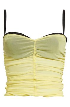 A built-in underwire bra adds a flirty pop of contrast to a sheer tube top crafted from the label's comfortable mesh with ruched details that accentuate your torso. Sweetheart neck Adjustable straps 94% recycled polyester, 6% spandex Dry clean Imported Designer Clothing Fitted Strapless Mesh Tube Top, Fitted Strapless Tube Top In Mesh, Urban Outfitters Tube Top, Strapless Nylon Tube Top With Built-in Bra, Miaou Top, Top Crafts, Sweetheart Neck, Underwire Bra, Fabric Gift Bags