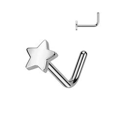 a metal hook with a white star on it's end and a silver bar attached to it