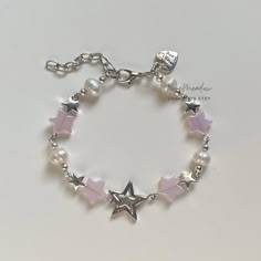 Bracelet Ideas Metal, Cute Chain Bracelets, Metal Bracelet Ideas, Pink Beads Bracelets, Cute Bracelets Ideas Beads, Chain Bracelet Ideas, Bracelet Ideas Pink, Bracelet Inspo Beads, Pink Bracelets