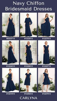 the navy chiffon bridesmaid dresses are available in sizes ranging from small to large