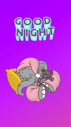 a cartoon character sleeping on top of a pillow with the words good night above it