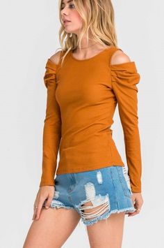 Long Sleeve Cold shoulder Top Casual Ribbed Off-shoulder Top For Fall, Spring Ribbed Off-shoulder Tops, Spring Off-shoulder Ribbed Top, Trendy Stretch Off-shoulder Top For Fall, Trendy Long Sleeve Off-shoulder Top For Fall, Fitted Off-shoulder Top For Fall, Trendy Fall Off-shoulder Long Sleeve Top, Stretch Off-shoulder Long Sleeve Top For Fall, Fitted Cold Shoulder Top For Fall