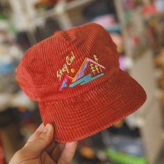 As child of the early 90s, I felt like it was high time I came up with a design that felt 90s, on an equally retro hat. This hat is all about adventure and chill vibes. Stay cool! Embroidered directly onto a super soft corduroy hat, that's sure to become your new favorite.  Please note: these hats are somewhere in between a flat bill and a curved bill. The brim can bend quite a bit to suite your preference.  Hat specs:  5 panel unstructured crown.  Corduroy Fabric Fabric Strap with Brass Metal C Fun Hats With Curved Brim For Outdoor Activities, Fun Curved Brim Hats For Outdoor Activities, Playful Cap For Outdoor Activities, Playful Outdoor Activities Cap, Casual 5-panel Winter Hat, Casual 5-panel Snapback Hat For Winter, Casual Winter 5-panel Snapback Hat, Playful Snapback Hat For Outdoors, Playful Snapback Hat For Outdoor