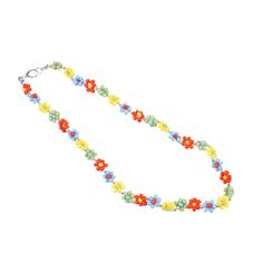 Handmade Beaded Colorful Flower Necklace. Customizable & Made to Order.  Made with 3mm seed beads. The beads naturally vary slightly in size.  On average 14-inches (or 36cm) long including clasp. Made with elastic string to allow for some flexibility around your neck. Feel free to let me know if you want a specific length.  *Although I use pretty thick strings and crimp beads, these can break if pulled too hard. Make sure not to pull hard on the necklace!  *Because all items are made to order, I Multicolor Round Beads Flower Necklace For Summer, Summer Flower Necklace With Tiny Beads, Summer Flower Necklace With Tiny Round Beads, Adjustable Flower Necklace With Tiny Beads, Adjustable Multicolor Beaded Flower Necklace, Multicolor Beaded Flower Necklace, Multicolor Flower-shaped Beaded Necklaces, Multicolor Beaded Flower Necklace With Round Beads, Adjustable Flower Necklace With Colorful Round Beads