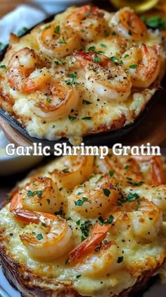 garlic shrimp gratin is an easy and delicious appetizer to serve on toasted bread