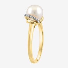 Pearl Type: Cultured Freshwater PearlsRing Style: Cocktail RingsFeatures: Quick ShipDiamond Clarity: I2-I3Setting: ProngPearl Size: 7.5mmDiamond Color: I-JMetal Color: YellowRing Gallery Height: 8.8mmRounded Carat Weight: Less Than 1/10 Ct.t.wBand Width: 2mmCare: Wipe CleanStone Type: 12 Natural DiamondBirthstone: June BirthstoneMetal: 14k Gold Over SilverRing Size: 7Country of Origin: Imported Yellow Gold Pearl Ring With Prong Setting, Yellow Gold Pearl Ring With Diamond Accents, Formal Birthstone Ring With Diamond Accents, Formal Yellow Gold Pearl Ring With Diamond Accents, Yellow Gold Vvs Clarity Birthstone Ring, Yellow Gold 14k Pearl Ring, Elegant Yellow Gold Birthstone Ring With Vs Clarity, Elegant Stamped 14k Birthstone Ring, 14k Yellow Gold Pearl Ring With Center Stone