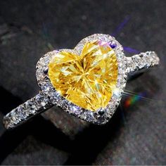 Yellow Heart Sparkle Ring Fits A Size 6-6.5 New In Package Fashion Jewelry Heart Shaped Yellow Jewelry For Wedding, Heart-shaped Yellow Jewelry For Weddings, Yellow Crystal Ring For Promise, Yellow Round Jewelry For Valentine's Day, Yellow Jewelry For Valentine's Day, Yellow Crystal Ring For Anniversary, Yellow Heart Cut Jewelry For Anniversary, Yellow Crystal Anniversary Ring, Heart Cut Yellow Jewelry For Anniversary