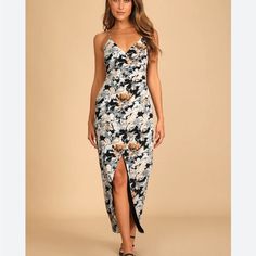 Brand New Stunning Dress Floral Print Sundress Maxi Dress For Night Out, Floral Print Sundress For Night Out, Floral Sundress Maxi For Night Out, Black Floral Print Maxi Dress For Night Out, Lulus Dresses, Lulu Dresses, Stunning Dresses, New Dress, Womens Dresses