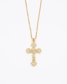 Anastasia Cross Necklace14K Gold Filled18" or 20" Length1" Pendant Anastasia Necklace, Ornate Cross, Gold Cross Necklace, Silver Box, Box Chain, God Is Good, Gold Plated Sterling Silver, Cute Jewelry, Chain Lengths