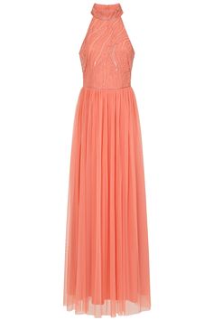 Caroline Coral Embellished Halter Neck Maxi Dress Embellished Bridesmaid Dress, Cape Dresses, Beaded Bridesmaid Dress, Coral Bridesmaid Dresses, Amelia Rose, Frock And Frill, Dresses Date Night, Halter Neck Maxi Dress, Embellished Maxi Dress