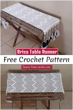 a bench made out of wood and wicker with the text free crochet pattern