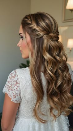 Discover a variety of Half Up Half Down Prom Hairstyles Ideas with stunning Braids, Short, Simple, Front View, Medium Hair, Easy styling, Medium Length, Long Hair, Thin Hair, Short Hair, Curly, Cute, and Black hair options for a perfect prom look. Braid And Half Up Half Down, Prom Hair Styles Half Up Half Down Curly, Wedding Hairstyles Half Up Half Down Blonde, Half Updo Front View, Front Half Up Half Down Hair, Half Up Hair With Flowers, Half Up Half Down Mid Length Hair, Half Up Half Down Wedding Hair With Braid, Half Up Half Down Wedding Hair Front View