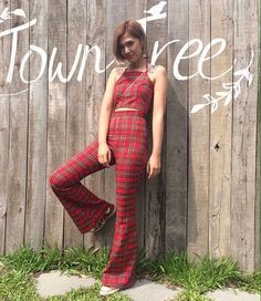 Women's Red Scotch Plaid Street wear High Waisted Flared Bell Bottoms Pants/vintage 70s fashion styl Retro Style Fall Festival Pants, Retro Fitted Pants For Festival, Retro Festival Fitted Pants, 70s Inspired Wide Leg Festival Pants, Retro Wide Leg Pants For Festival, Hippie Style Fitted Pants For Fall, Hippie Fitted Pants For Fall, Fitted Hippie Pants For Fall, Retro Fitted Wide Leg Pants For Fall