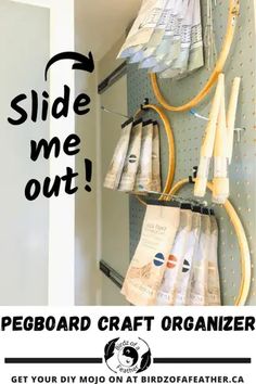 Learn how to make a pegboard craft organizer in your craft room with our sliding pegboard wall!. With our pegboard tutorial we’ll also give you some pegboard organization ideas. Pegboard storage is the best way to organize a craft room, office or kitchen so visit us for pegboard ideas! #slidingpegboard #pegboardorganization #pegboardcraftroom #pegboardideas #pegboarddisplay