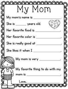 mother's day worksheet for kids with the words my mom on it