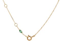 Captivating in its eye-catching combination of color and sweet design, this Sophie d'Agon necklace is a stunning take on the traditional pendant. The round 18K yellow gold pendant has a surface set with tiny round emeralds and blue sapphires. Dangling below are an additional trillion cut sapphire and a marquise emerald, both set in 18K yellow gold bezels. It hangs from the center of the 18K yellow gold chain which has an adjustable length, adding to its perfect versatility. total length : adjust Yellow Gold Briolette Necklace For May Birthstone, Gold Briolette Necklace For May Birthstone, Yellow Gold Pendant Necklace For May Birthstone, Yellow Gold Delicate Chain Necklace For May Birthstone, Yellow Gold Diamond Necklace With May Birthstone, Fine Jewelry Yellow Gold Necklace For May Birthstone, May Birthstone Pendant Necklace In Yellow Gold, Yellow Gold Oval Pendant Necklace With Birthstone, May Birthstone Emerald Necklace With Oval Pendant