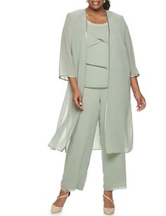 Pantsuit / Jumpsuit Mother of the Bride Dress Elegant Plus Size Scoop Neck Ankle Length Chiffon 3/4 Length Sleeve with Beading Tier 2020 Mother Of The Bride Pants Outfit, Jumpsuits Wedding, Jumpsuit Wedding Guest, Mother Of The Bride Fashion, Elegant Mother Of The Bride, Illusion Gown, Sleeveless Duster, Bride Fashion, Wedding Jumpsuit