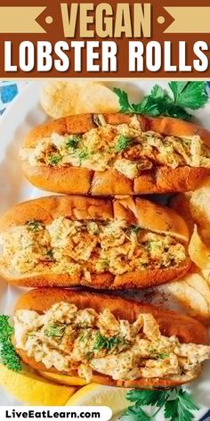 Photo of three vegan lobster rolls Vegan Lobster Roll, Lobster Rolls Recipe, Vegan Lobster, Lobster Roll Recipe, Vegan Fish And Chips, Lobster Roll Recipes, Best Lobster Roll