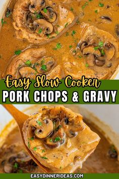 easy slow cooker pork chops and gravy is the perfect meal for busy nights