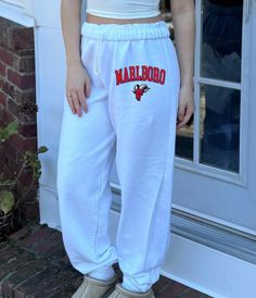 The cutest basic sweatpants!! Sweatpants come in many colors, and we can even do glitter for the text :) College Apparel, Womens Pants, College Outfits, Sorority, The Text, Party Wear, Capri Pants, Lounge Wear, Sweatpants