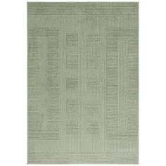 a light green rug with squares and lines on the bottom, in front of a white background