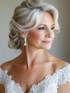 Up Do For Bride, Vintage Finger Waves, Hair Mother Of The Bride, Mother Of Bride Makeup, Elegant Wedding Hairstyles, Short Hair Bride, Low Buns, Wavy Bob Haircuts