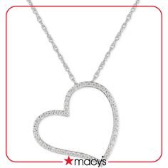 in stock Diamond White Open Heart Necklace For Valentine's Day, Macy's White Heart-shaped Jewelry, Macy's Diamond White Necklace Gift, Macy's Necklace For Anniversary On Valentine's Day, Macy's Diamond White Necklace, Classic Heart-shaped Macy's Jewelry, Macy's Silver Heart Cut Necklace, Macy's Heart Pendant Necklace For Valentine's Day, Macy's Heart Cut Necklace For Gifts