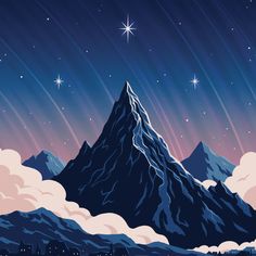 a mountain with stars in the sky above it