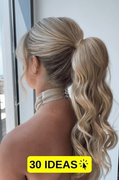 high ponytail, elegant hairstyles, wedding hairstyles Formal Ponytail Updo, Classy Wedding Ponytail, Glam Bridal Ponytail, Formal Hairstyles Updo Ponytail, Textured High Ponytail, High Pony Formal Hair, Formal Hairstyles For Long Hair Ponytail, High Ponytail For Wedding, Bridesmaid Updo Hairstyles Ponytail