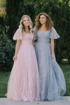 Modest Flowy Tulle Prom Dress Prom Dress With Flowy Sleeves, Prom Dress Flowy Sleeves, Butterfly Sleeve Prom Dress, Light Blue Prom Dress Sleeves, Ball Gowns Modest, Prom Dresses Long Elegant Flowy Ball Gowns, Prom Dresses Long With Sleeves Modest Gowns, Prom Dresses Long With Sleeves For Teens, Blue Modest Prom Dresses