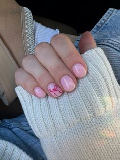 Bow nails trendy nails nail inspo pink nails simple nails natural nails Short Pink Nails, Short Nail Inspo, Bow Nail Designs, Bow Nails, Pink Gel Nails, Short Gel Nails, Nagel Tips, Summery Nails