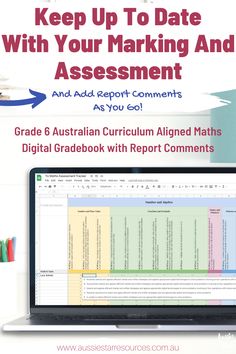 a laptop with the text keep up to date with your marking and assignment as you go