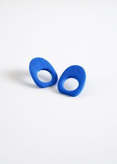 pair of blue earrings on white background